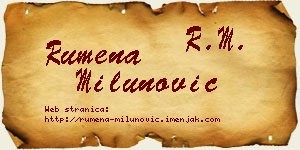Rumena Milunović vizit kartica